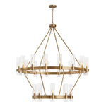 Copper plated modern glass lampshade chandelier 48in 2 Tier / Gold