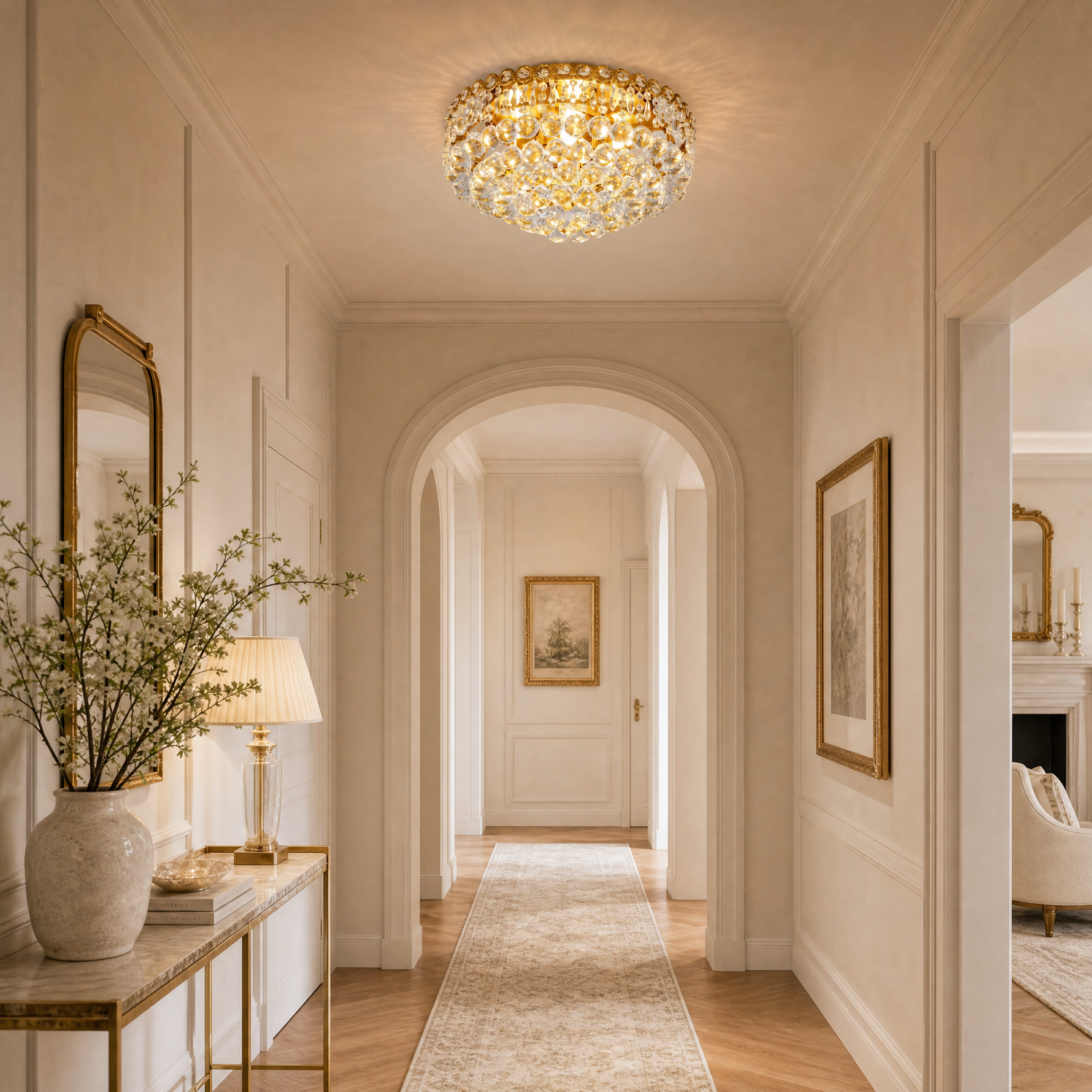 450 Pineapple Bead Ceiling Light - Gold