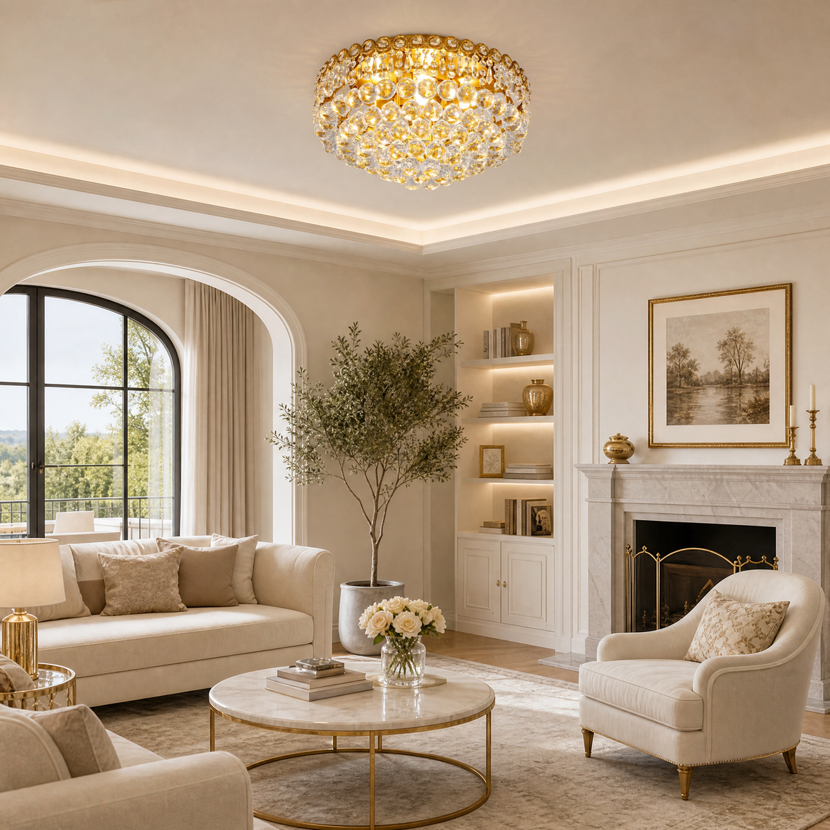 450 Pineapple Bead Ceiling Light - Gold