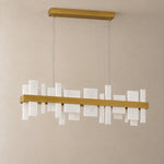 Modern 46.8'' Alabaster Rectangular Chandelier for Living Room and Kitchen – lights off