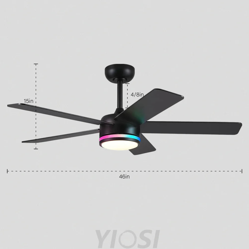 46’’ RGB Smart Ceiling Fan with Light – Remote Control Reversible Motor 6-Speed ceiling light