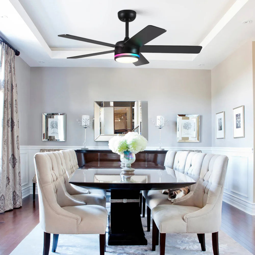 46’’ RGB Smart Ceiling Fan with Light – Remote Control Reversible Motor 6-Speed ceiling light
