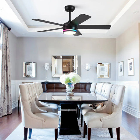 46’’ RGB Smart Ceiling Fan with Light – Remote Control Reversible Motor 6-Speed ceiling light