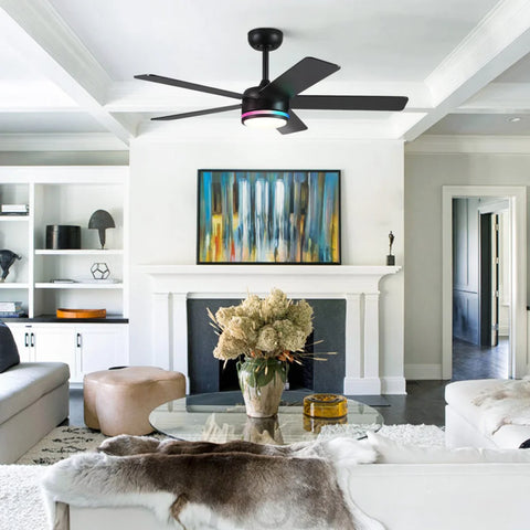 46’’ RGB Smart Ceiling Fan with Light – Remote Control Reversible Motor 6-Speed ceiling light