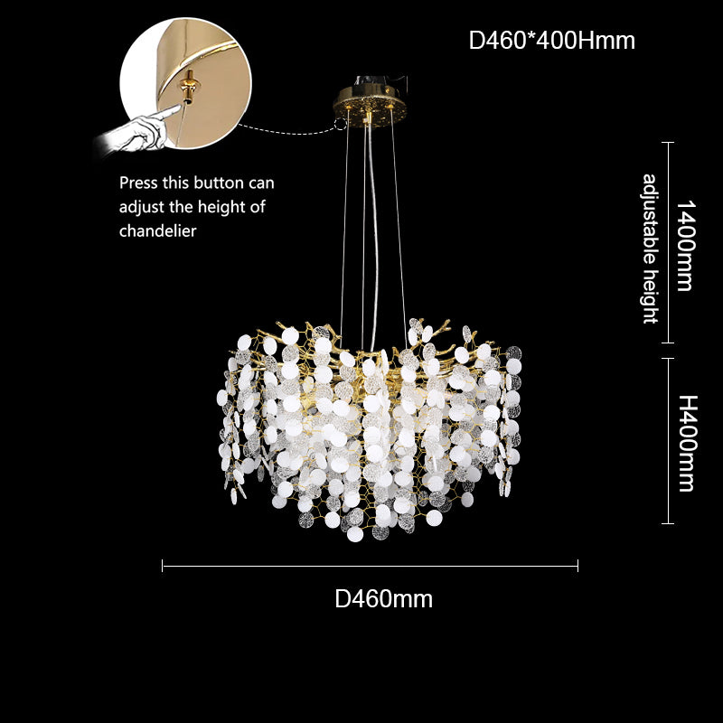 Flavia Modern Gold Blossom Crystal Round Branch Chandelier For Living Room
