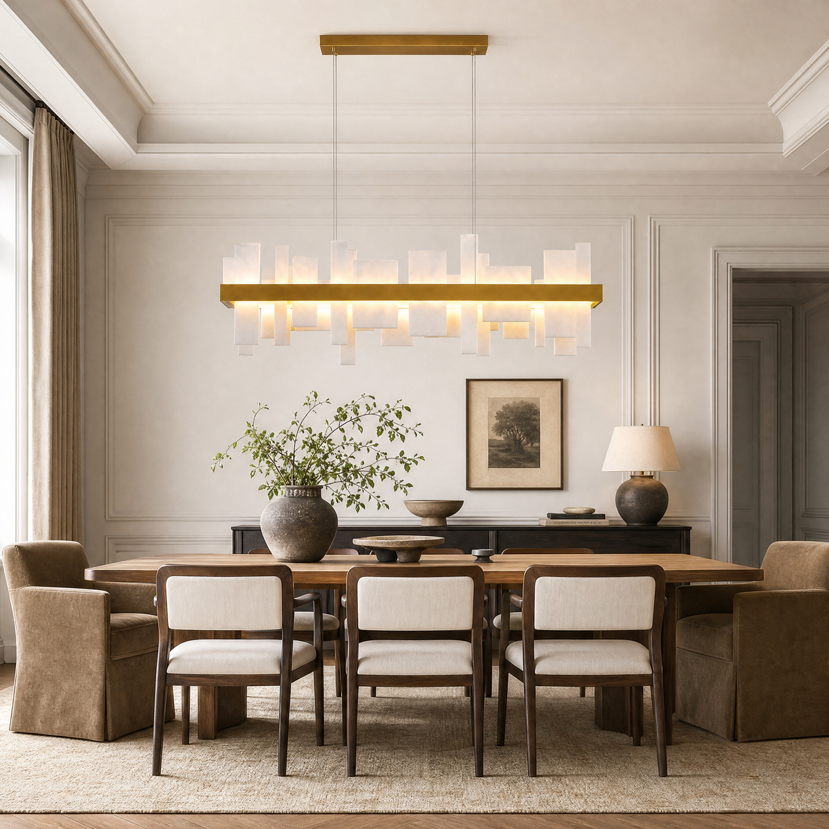 46.8'' Alabaster Rectangular Chandelier