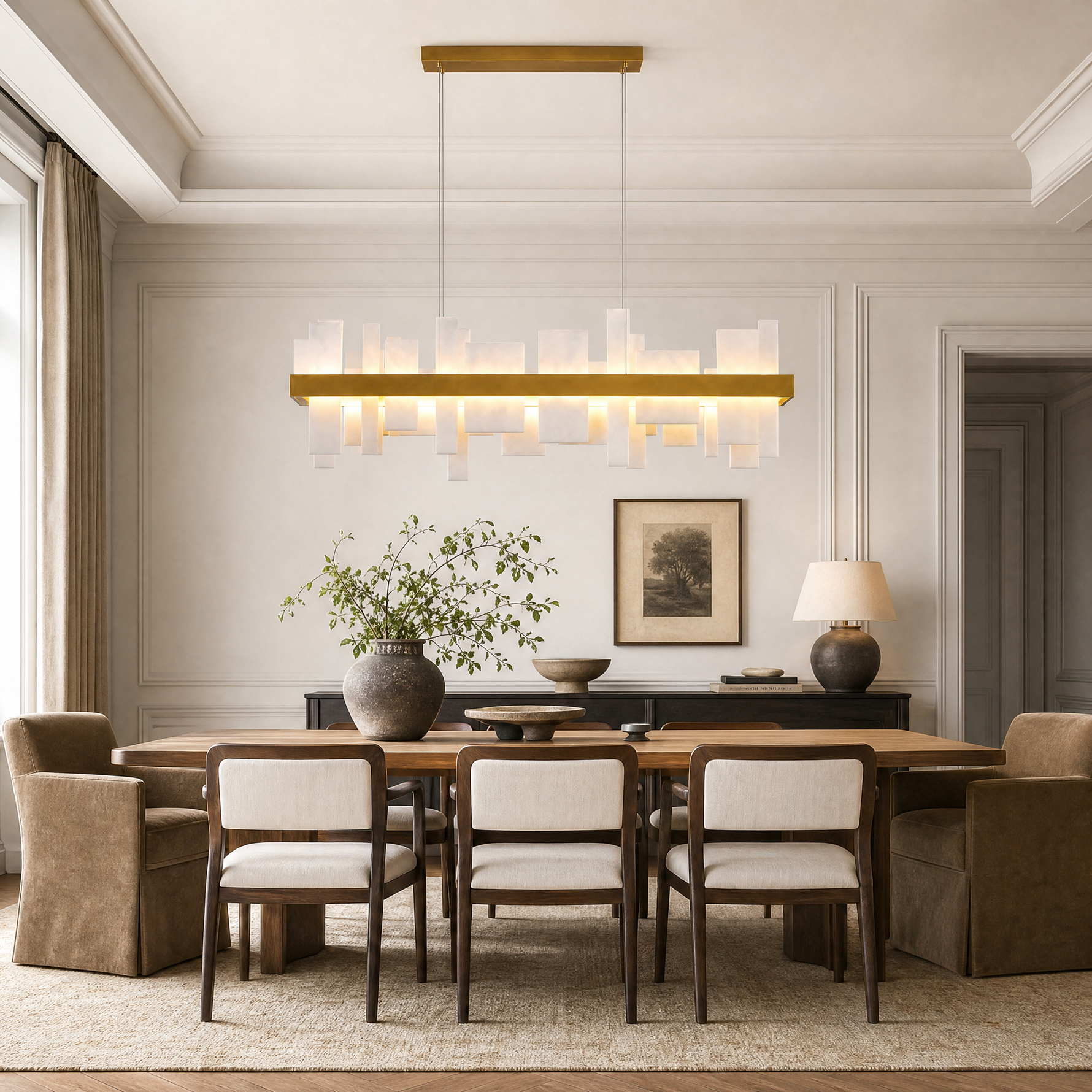 46.8'' Alabaster Rectangular Chandelier