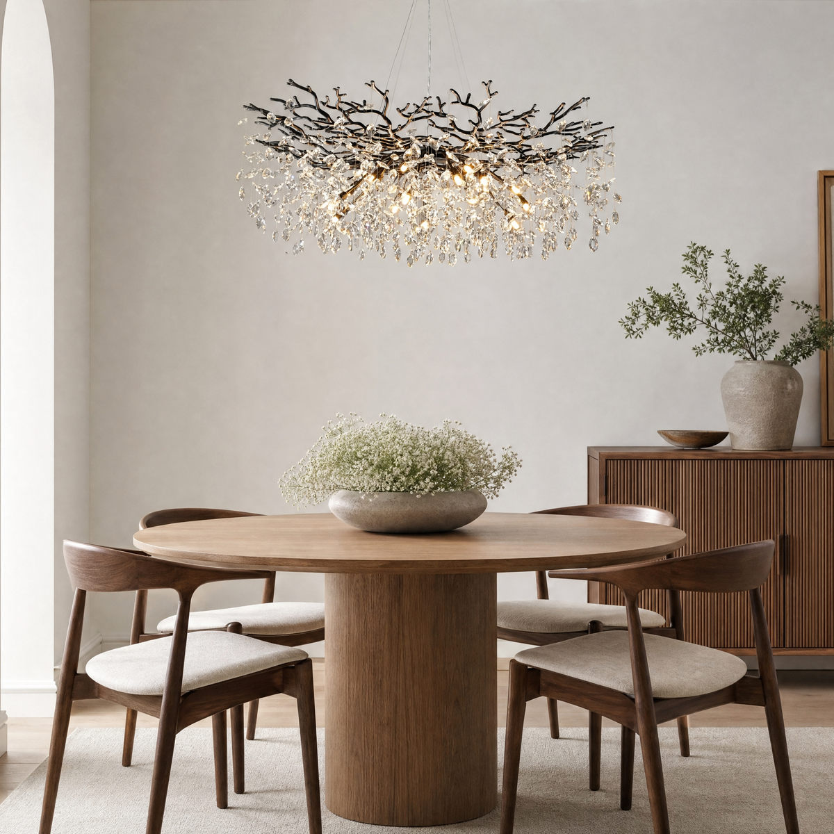 47" Black Tree Branch Crystal Chandelier