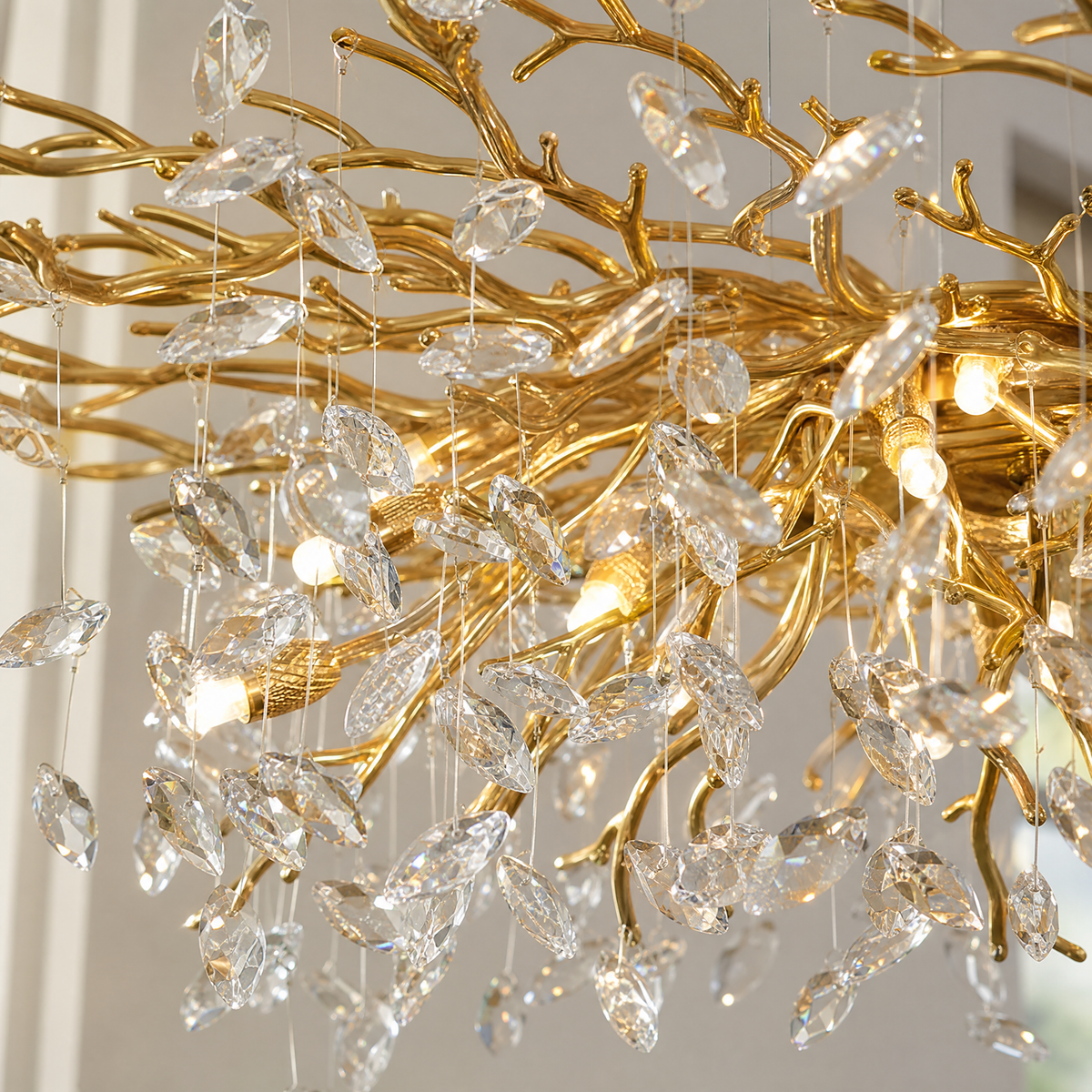 47'' Gold Tree Branch Crystal Chandelier