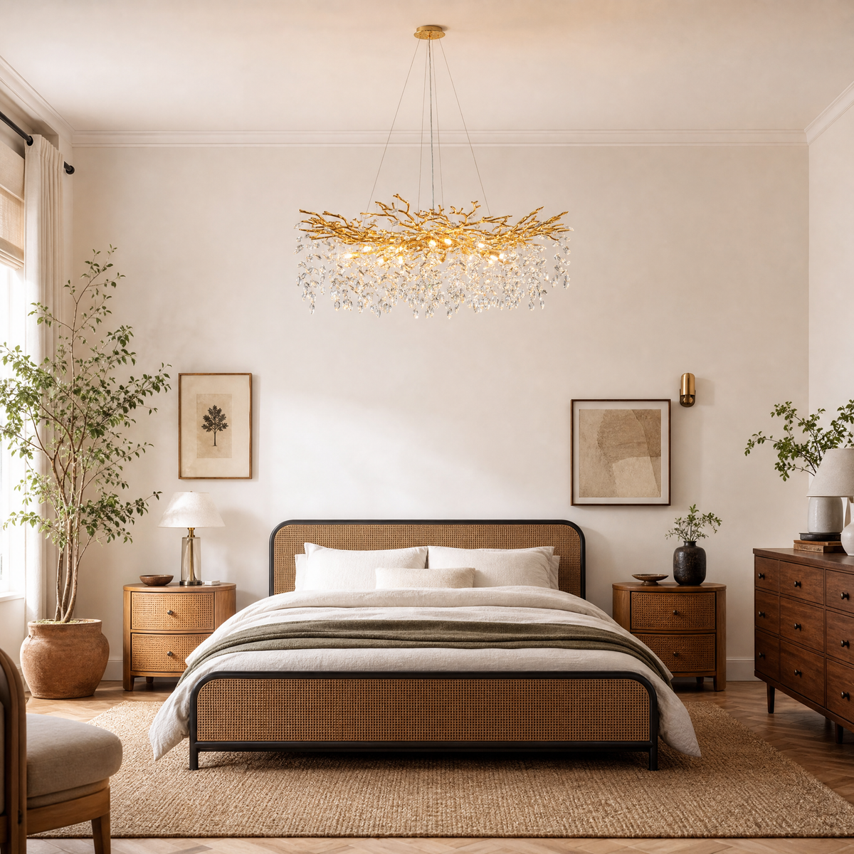 47'' Gold Tree Branch Crystal Chandelier