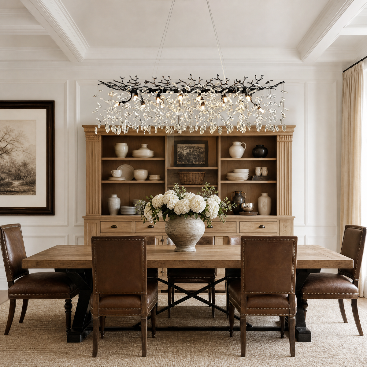 47" Modern Black Crystal Tree Branch Chandelier