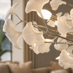 47" Modern Ceramic Ginkgo Leaf Tree Branch Chandelier