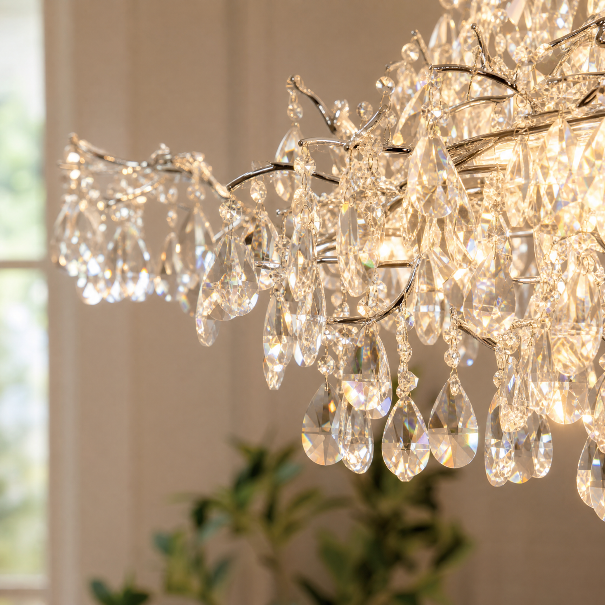 47'' Modern K9 Crystal Tree Branch Chandelier