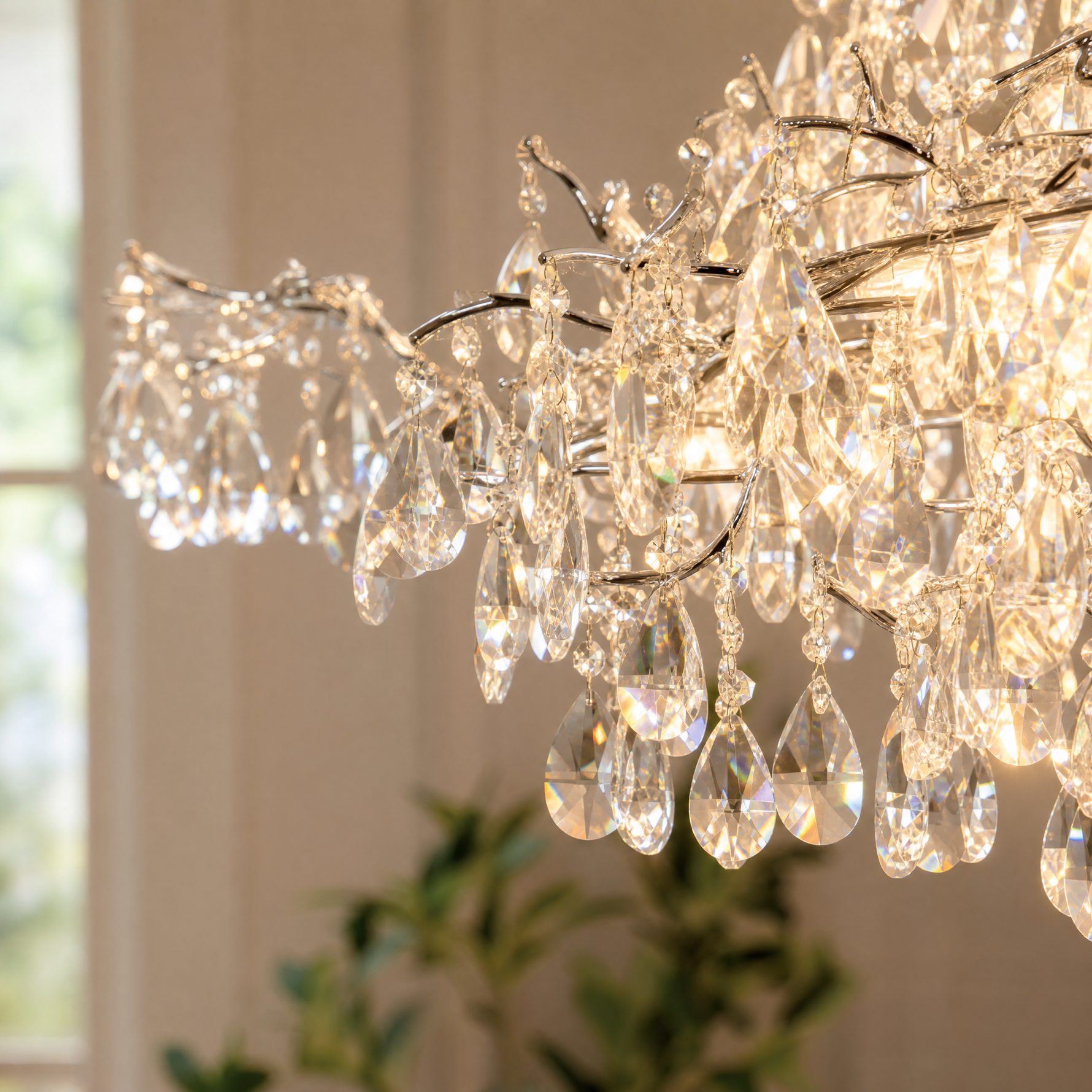 47'' Modern K9 Crystal Tree Branch Chandelier