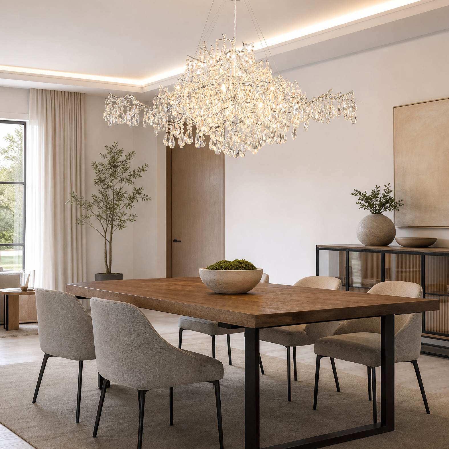 47'' Modern K9 Crystal Tree Branch Chandelier
