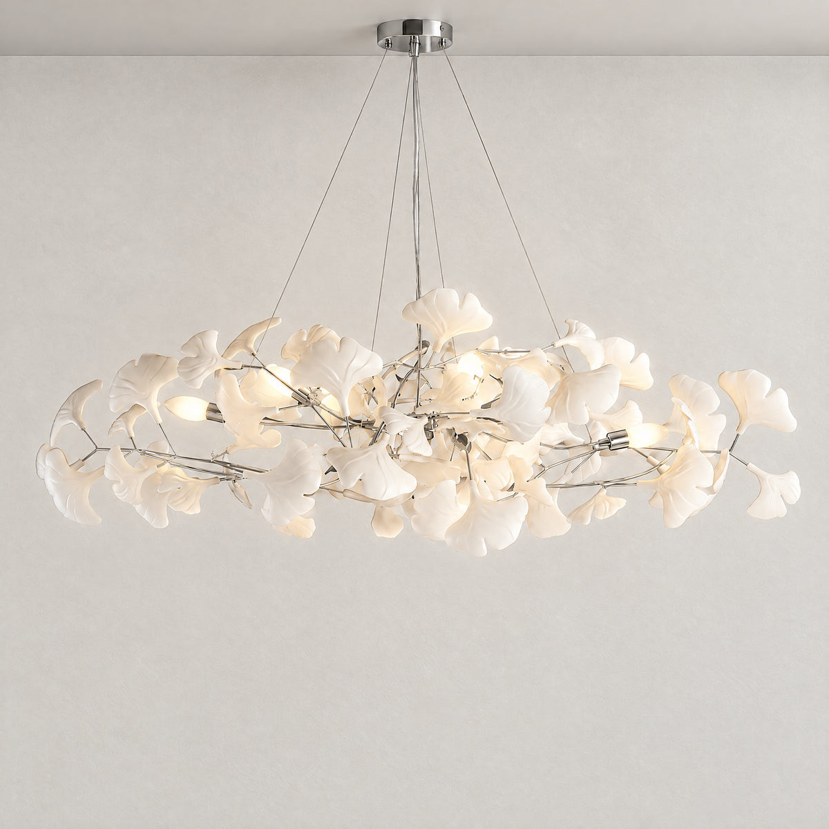 47" Modern Ceramic Ginkgo Leaf Tree Branch Chandelier