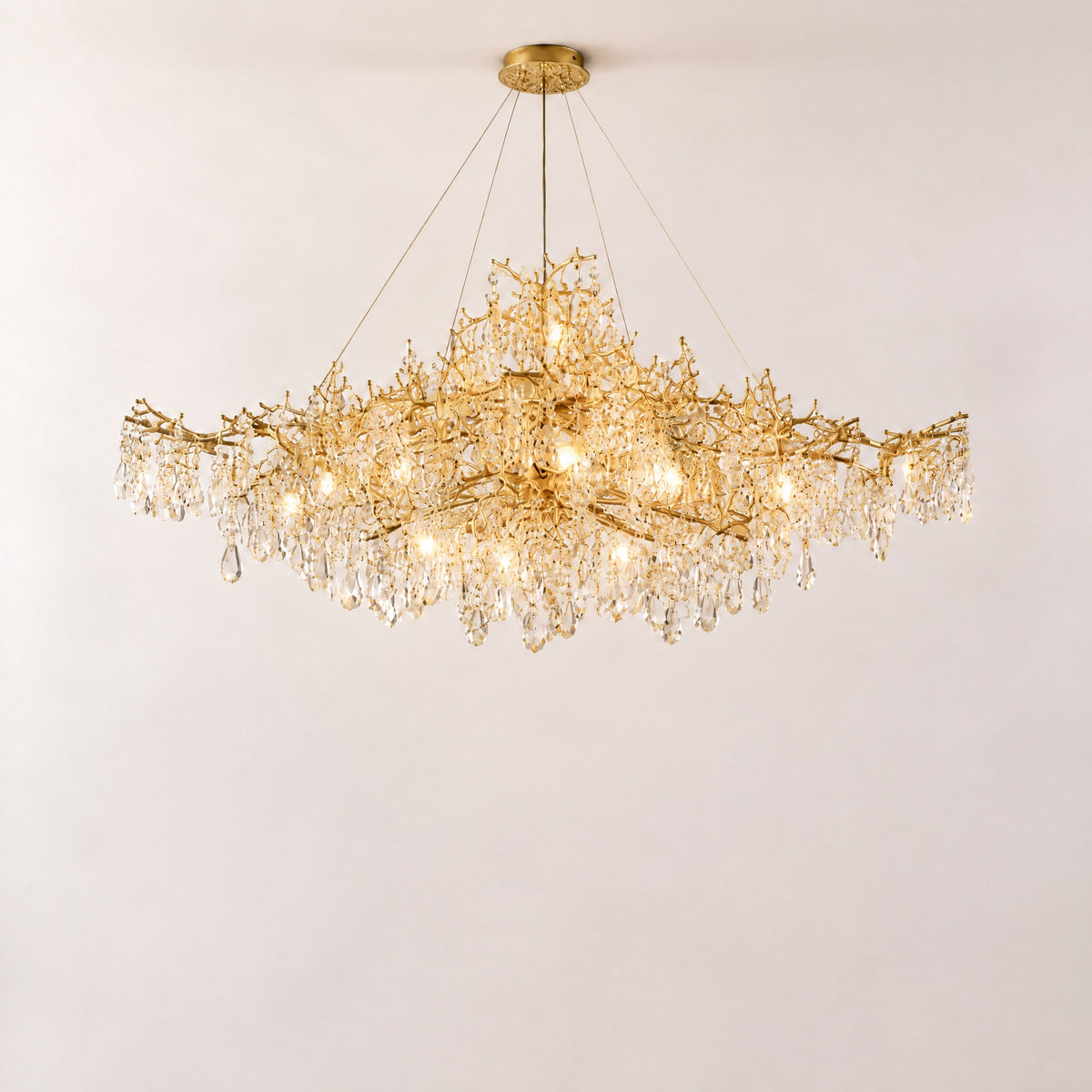47" Modern Gold Tree Branch Crystal Chandelier