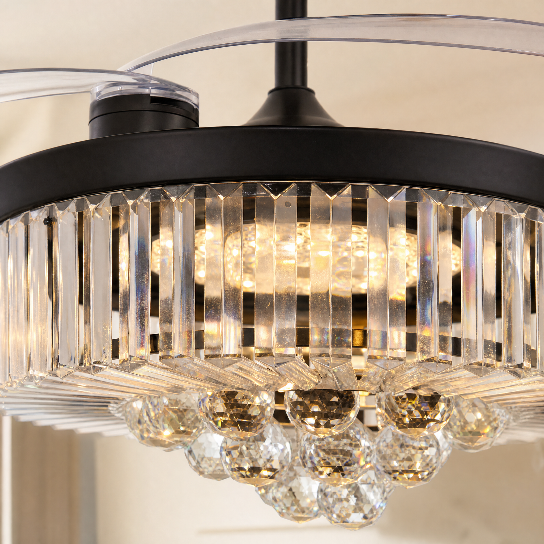 48" Crystal Chandelier Ceiling Fan with Invisible Blades