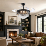 48" Crystal Chandelier Ceiling Fan with Retractable Blades