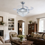 48" Crystal Chandelier Ceiling Fan with Retractable Blades