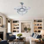 48" Crystal Chandelier Ceiling Fan with Retractable Blades
