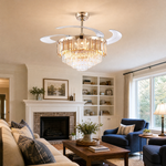 48" Crystal Chandelier Ceiling Fan with Retractable Blades