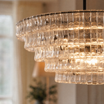 48" Hook Plate Glass Round Chandelier