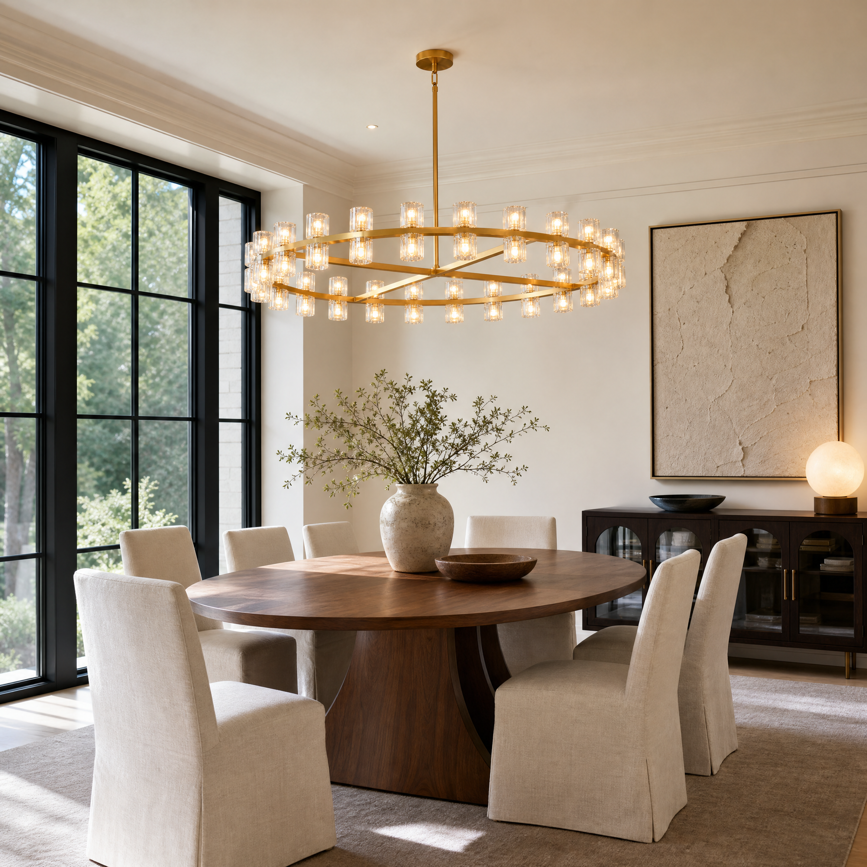 48-Inch Gold Wagon Wheel Chandelier with K9 Crystal Shades