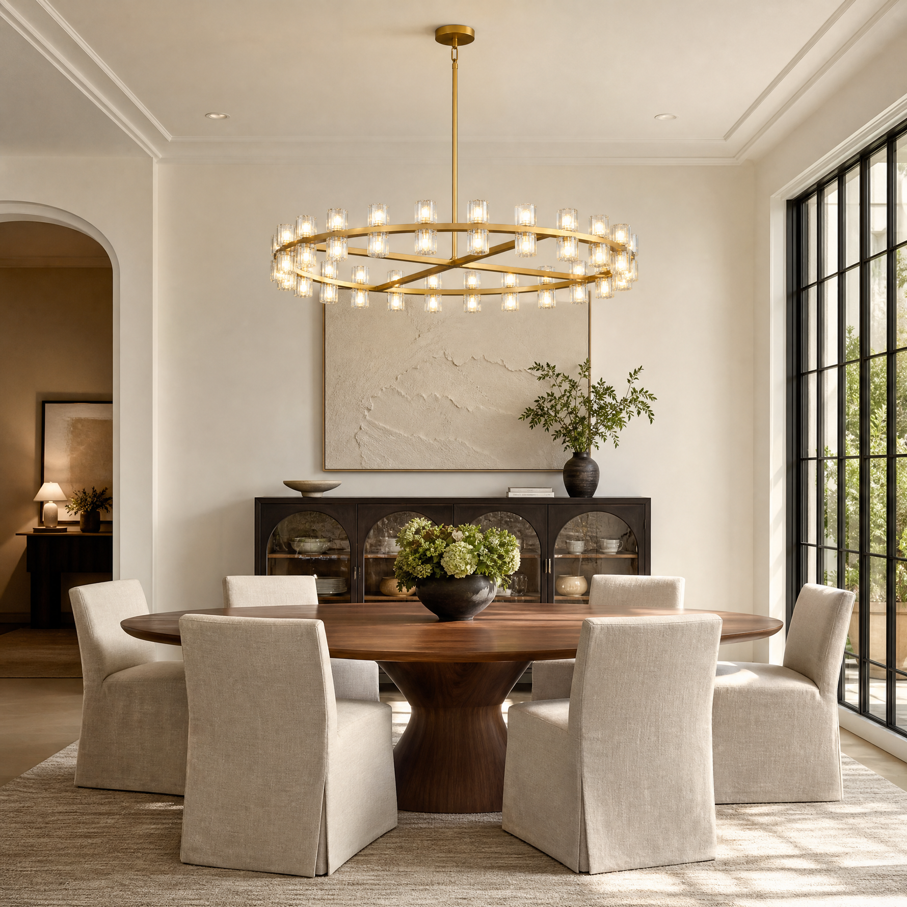 48-Inch Gold Wagon Wheel Chandelier with K9 Crystal Shades