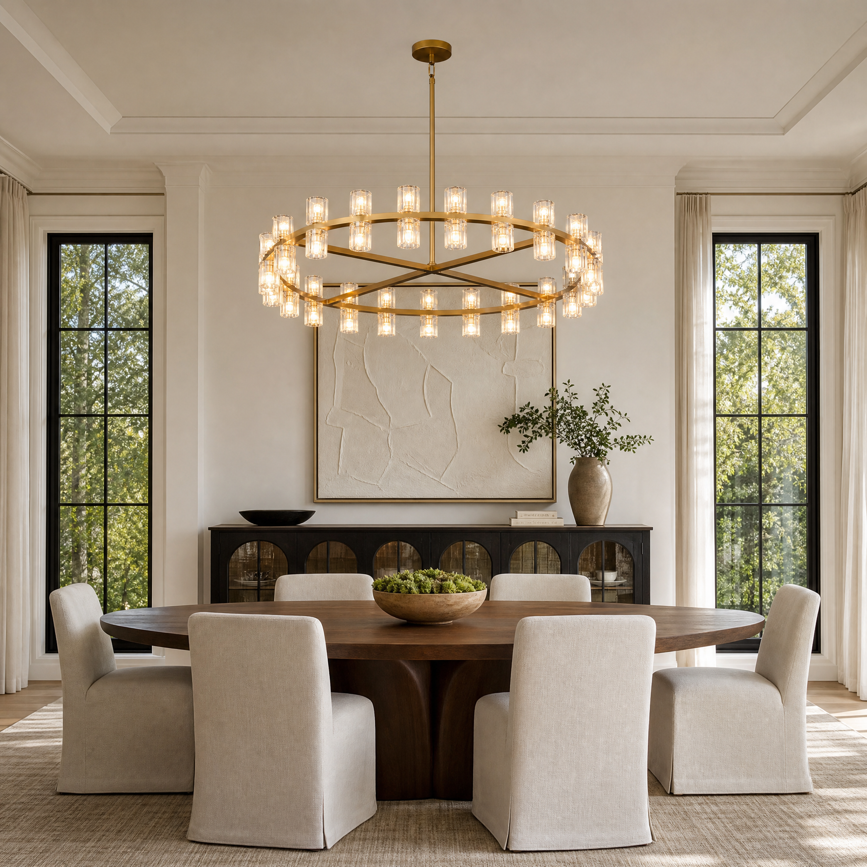 48-Inch Gold Wagon Wheel Chandelier with K9 Crystal Shades