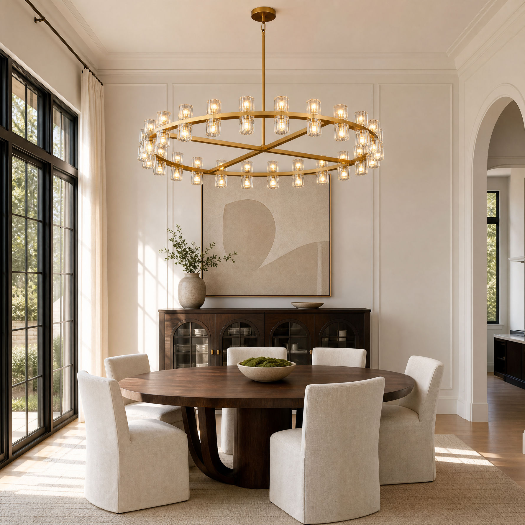 48-Inch Gold Wagon Wheel Chandelier with K9 Crystal Shades