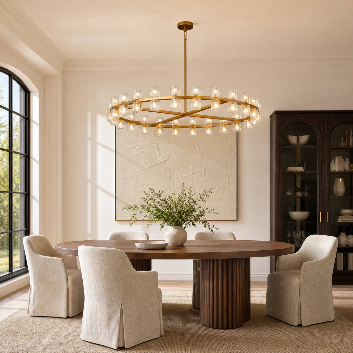 48-Inch Gold Wagon Wheel Chandelier with K9 Crystal Shades