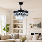48" Retractable Blade Ceiling Fan with Crystal Chandelier