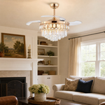 48" Retractable Blade Ceiling Fan with Crystal Chandelier