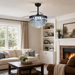 48" Retractable Blade Ceiling Fan with Crystal Chandelier