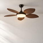 48" Tropical Palm Leaf Ceiling Fan with Dome Light – lights on