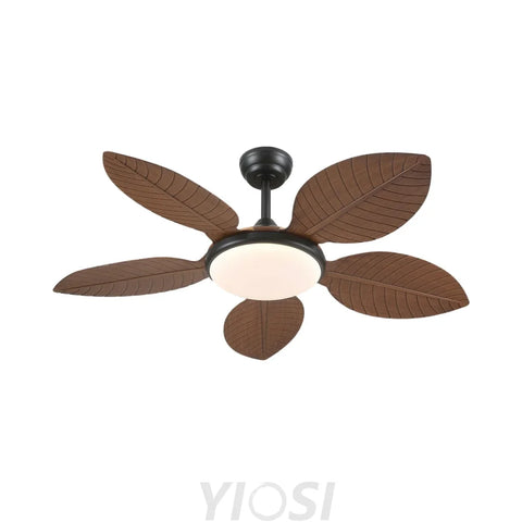 48’’ Tropical Modern Ceiling Fan with LED Light Remote Control & Adjustable Height Brown Ceiling Lights