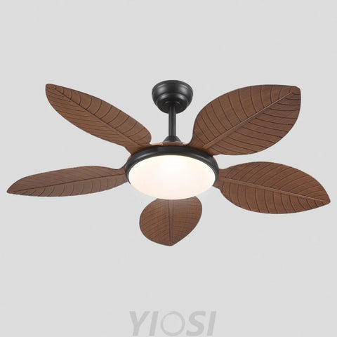 48’’ Tropical Modern Ceiling Fan with LED Light Remote Control & Adjustable Height Ceiling Lights