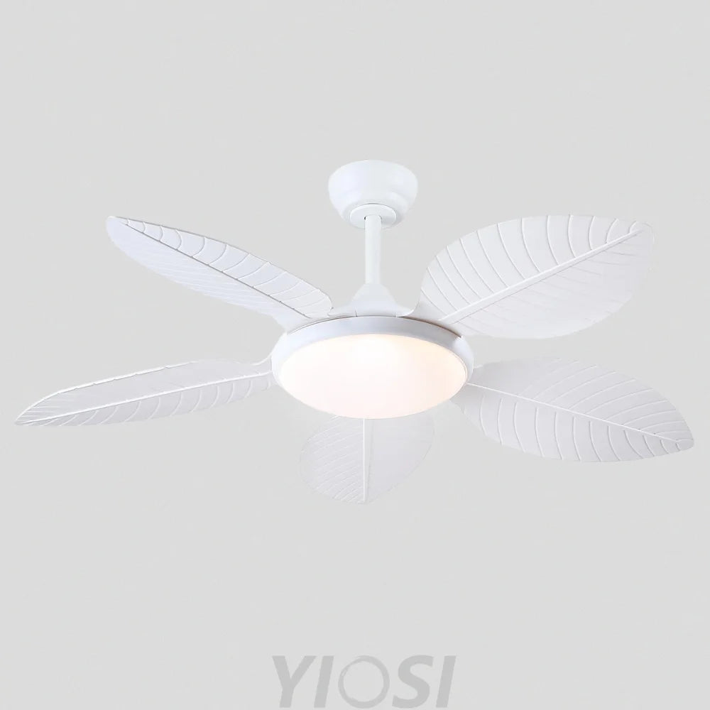 48’’ Tropical Modern Ceiling Fan with LED Light Remote Control & Adjustable Height Ceiling Lights