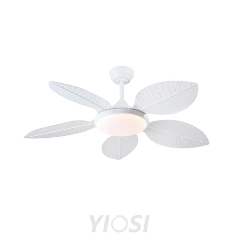 48’’ Tropical Modern Ceiling Fan with LED Light Remote Control & Adjustable Height White Ceiling Lights