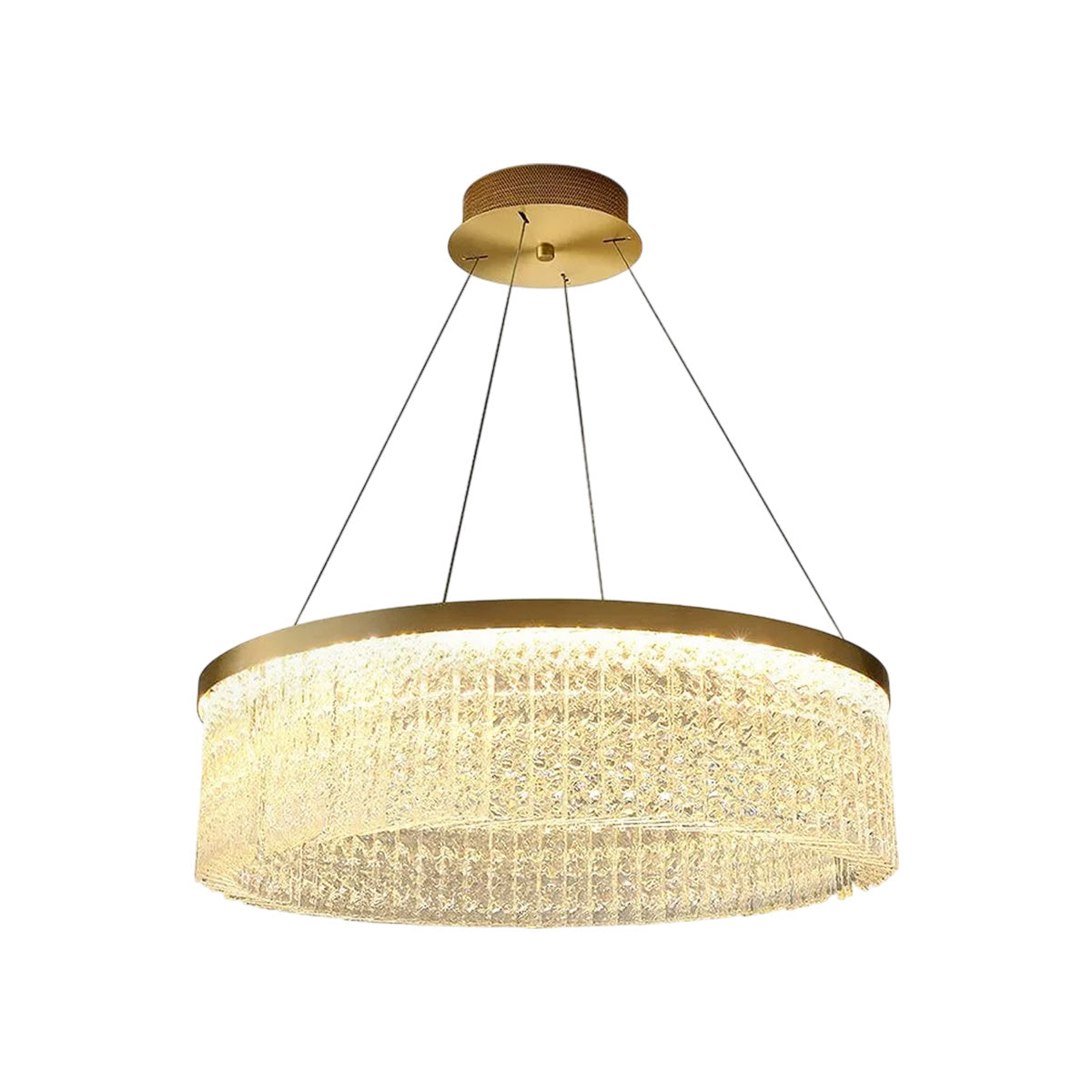 Round Halo Crystal Chandelier with Copper Finish