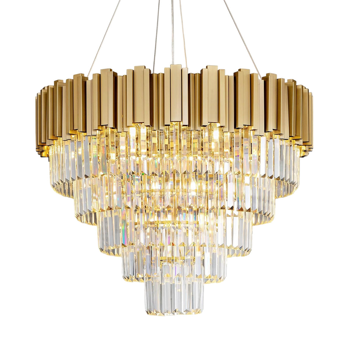 Modern circular K9 crystal chandelier Gold / D27.5in
