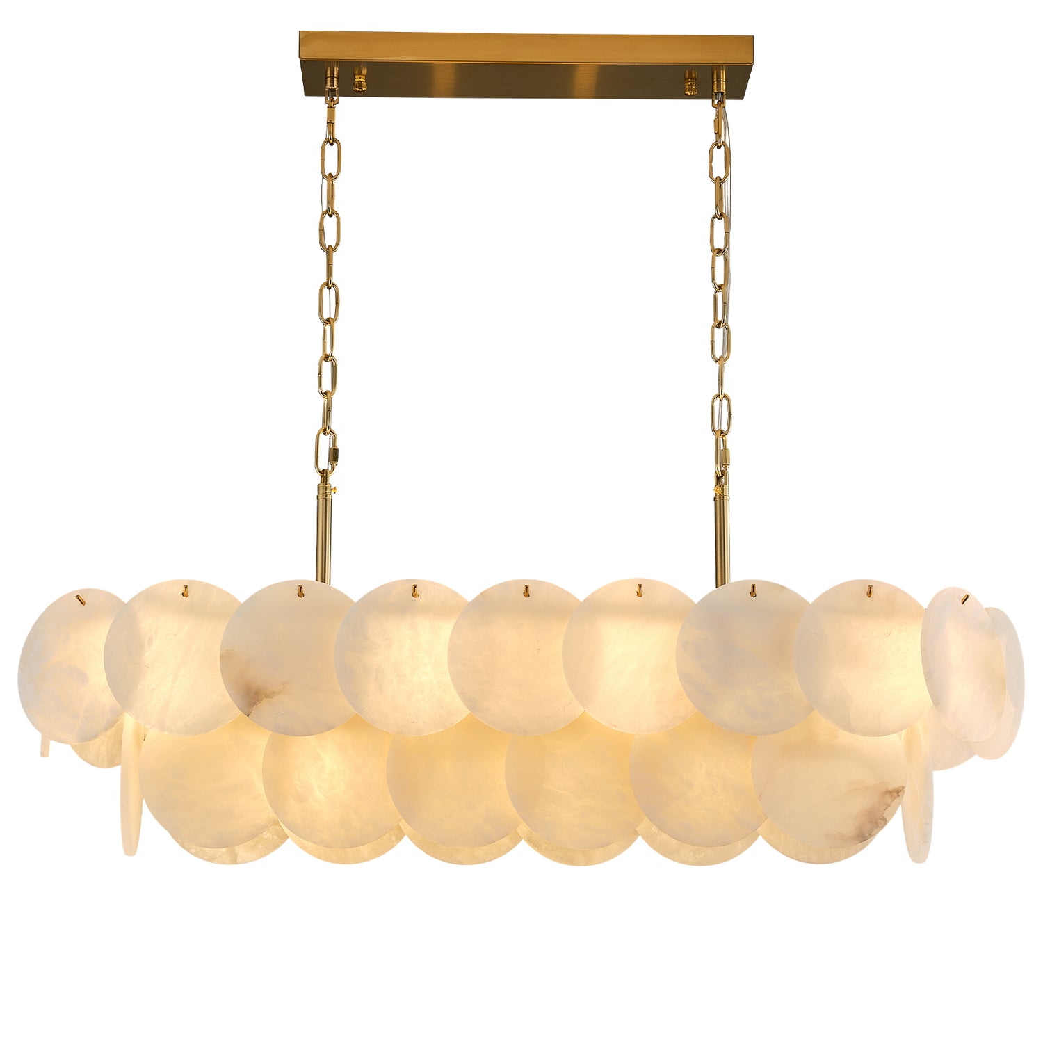 Marble Round Disc Linear Dining Pendant 1000 - Copper