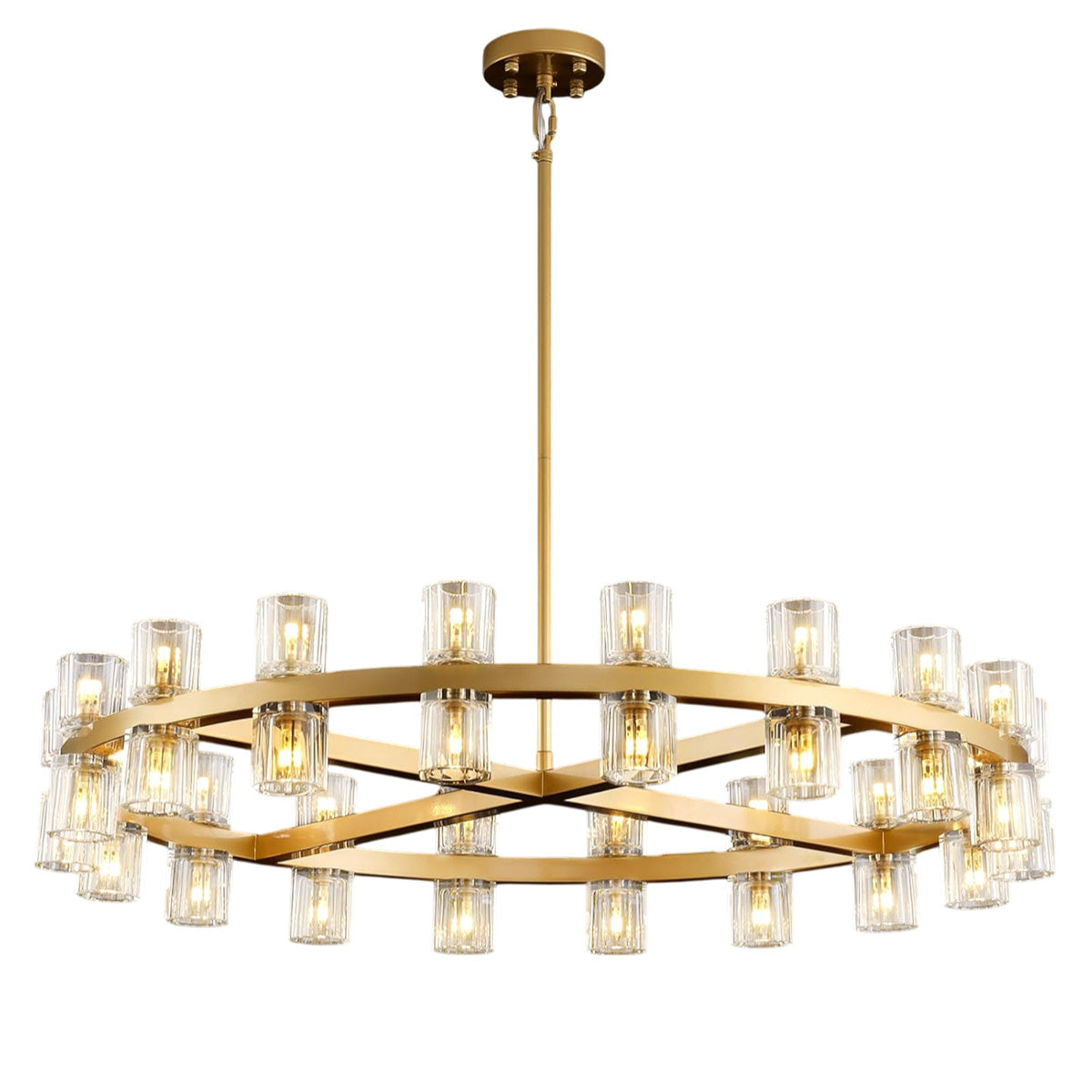 Modern Crystal Chandelier – Gold / Black – Multiple Sizes & Shapes Gold / Round - 36in