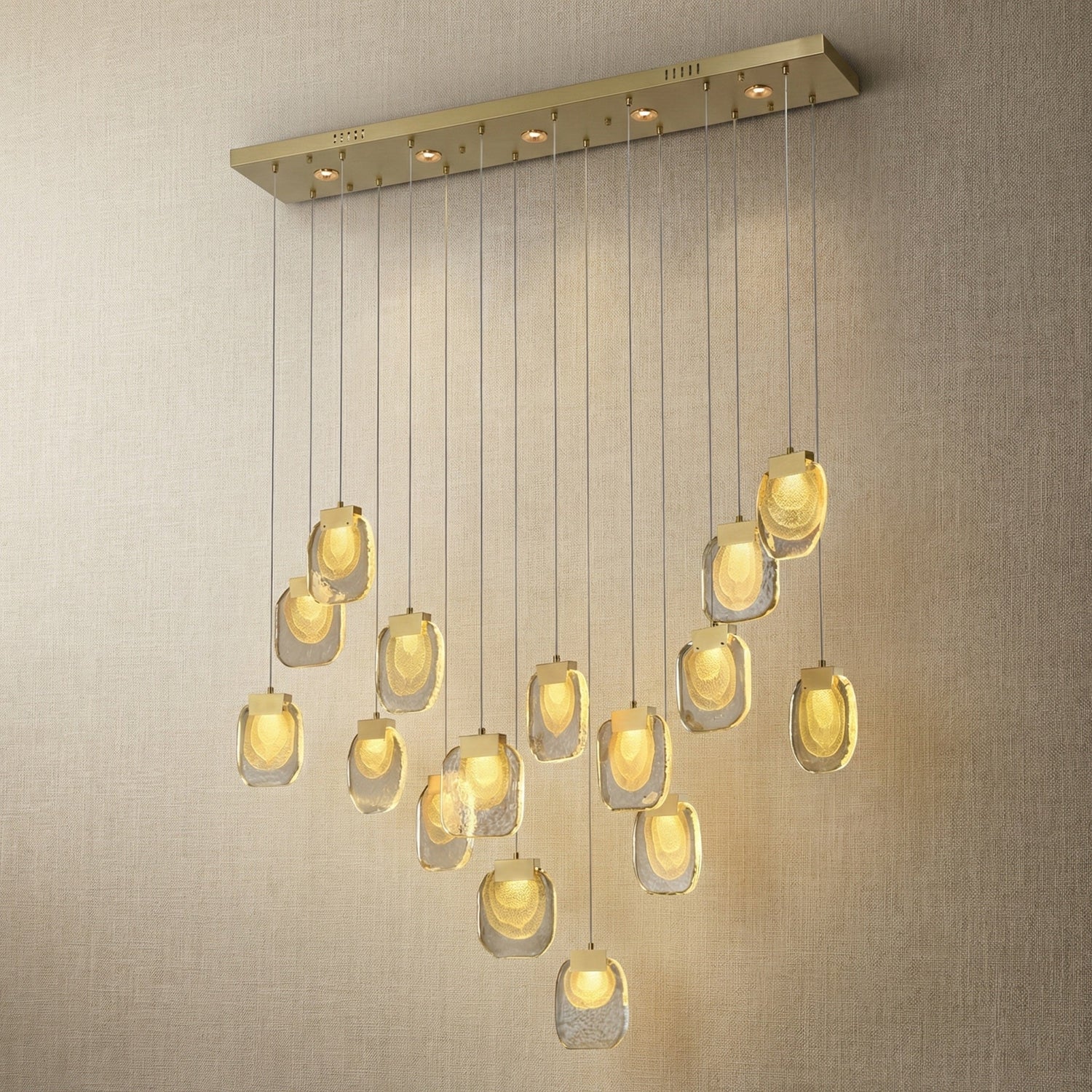 Serenata Hand-Blown Glass Cascading Chandelier 47"