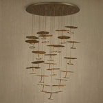 Yiosi Cascading Copper flush mount ceiling chandelier alternate view — modern lotus pad detail