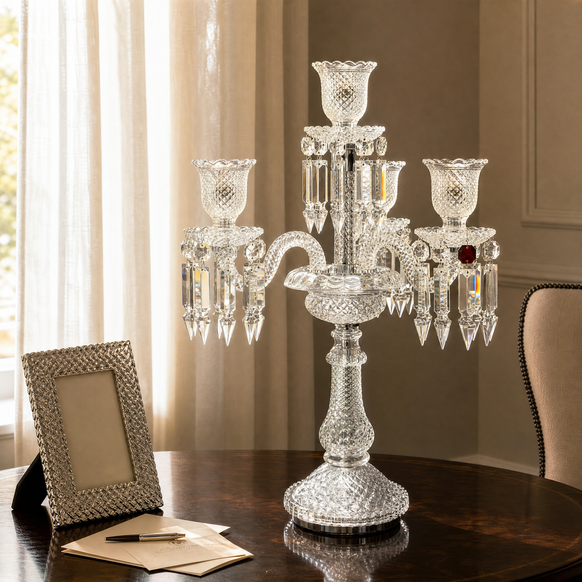 5-Light Candelabra Cut Glass Table Lamp