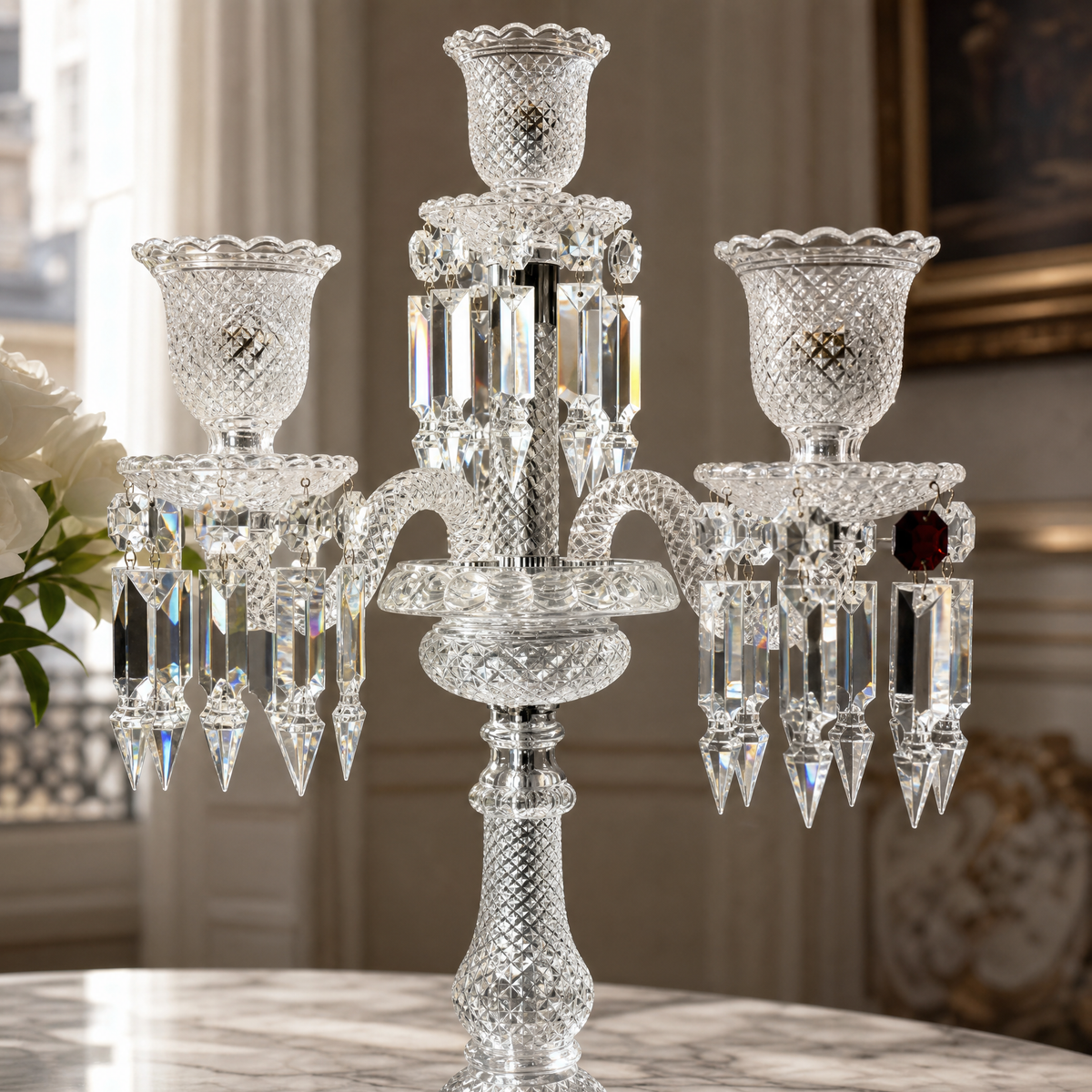 5-Light Candelabra Cut Glass Table Lamp