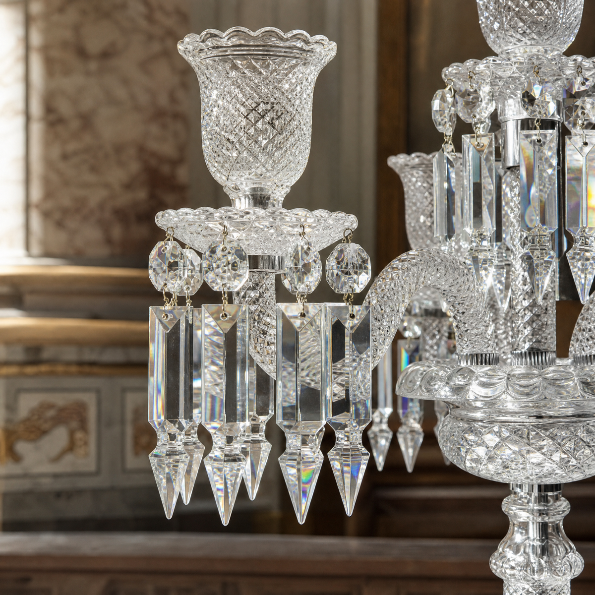 5-Light Candelabra Cut Glass Table Lamp