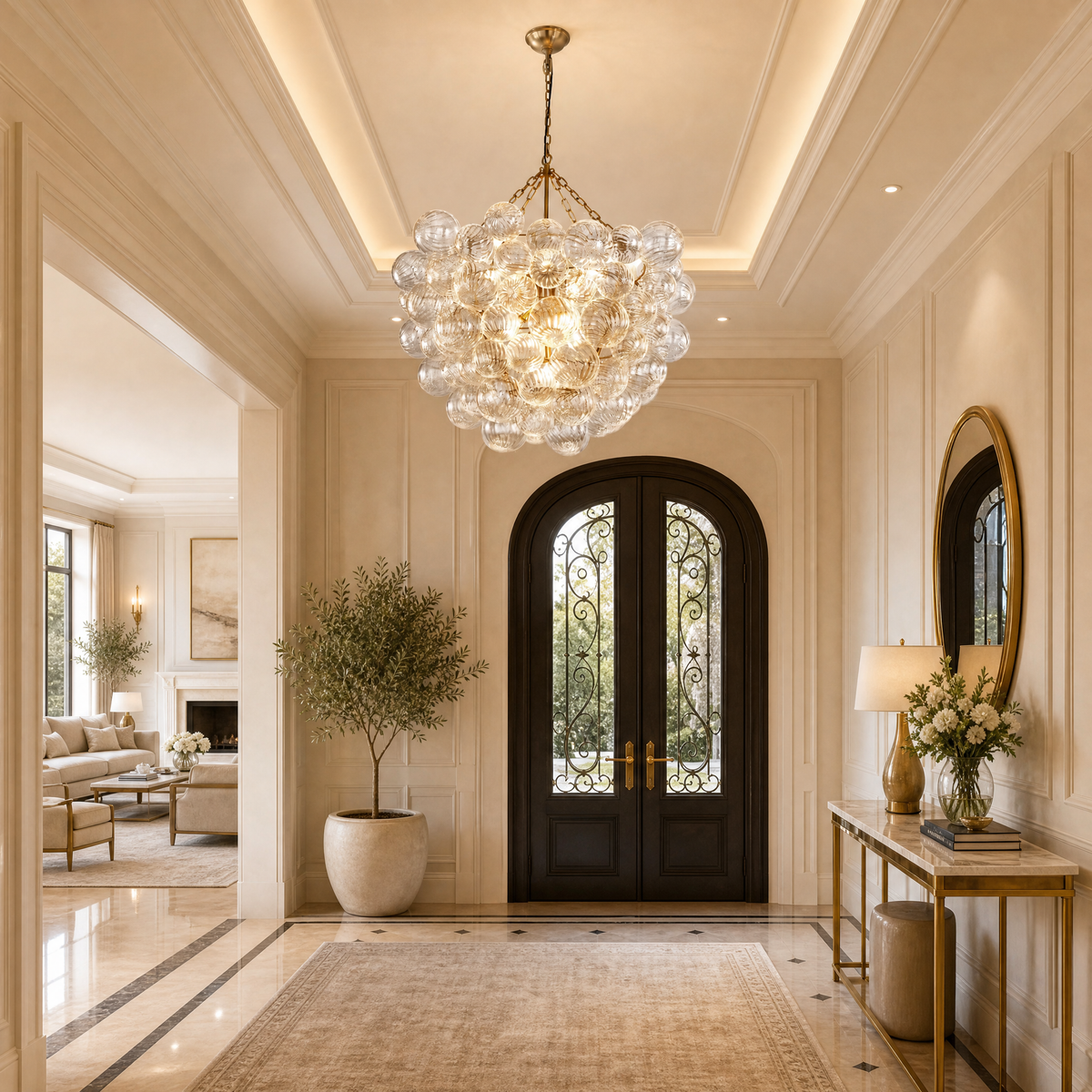 5-Light Hooded Dining Pendant Light - Copper Color